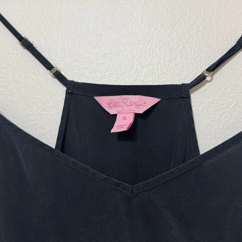 Lilly Pulitzer Silk Tank Top Size XL in Onyx Black - Picture 3 of 7